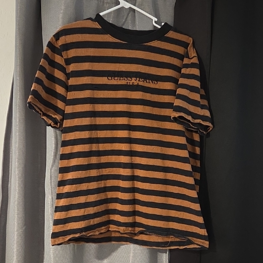 Guess Jeans Black and Brown Striped Top